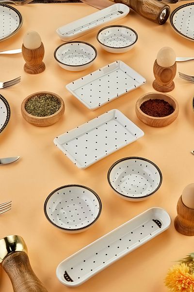 Babion Polka Dot Luxury Ceramic 20 Piece Breakfast Set for 12 People, Set