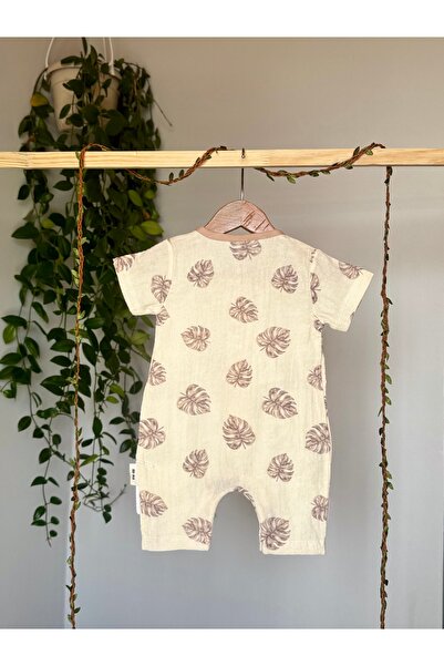 HEPSİ BEBEK Leaf Patterned 100% Organic Cotton Muslin Baby Romper – Summer Thin Romper