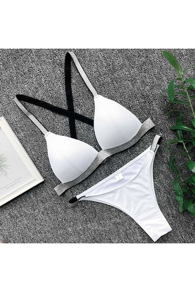 Intisimo Swimsuit Set, Women, Glitter Band, White - L