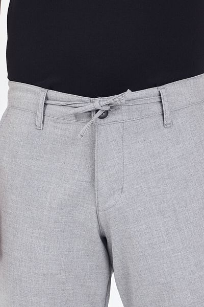 TheSeason Men's Light Gray Lycra Wrinkle-Free Lace-Up Comfort Fit Chino Pants