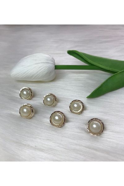BİGÜMEX Metalized Pearl Button (20Size) 13mm-10 Pieces