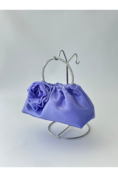 posst bag Geantă de mână pentru rochie de seară din satin strălucitor cu trandafiri