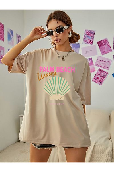 SUNFREE ΔΙΑΣΤΑΣΗ ΓΥΝΑΙΚΕΙΟ ΜΠΛΟΥΖΑ POPULAR TREND PALM BEACH PRINTED OVERSIZE