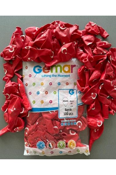 KentOyuncaK Turkish Flag Printed Balloon 26 cm 100 Pieces