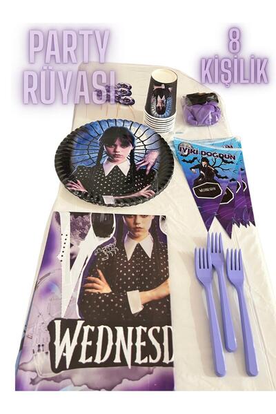 partyrüyası Set de aniversare tematică pentru 8 persoane cu tematică Wednesda...