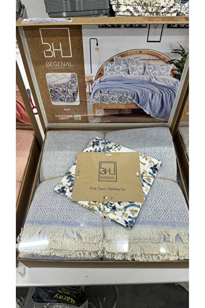 Sudemhome Oslo Double Cotton Sheet Elastic Pique Set Blue