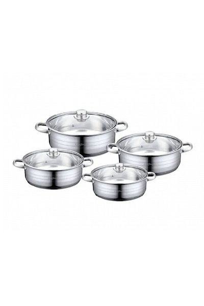cheffinger Glass Lid Pot Set (8 PIECES) Induction Compatible