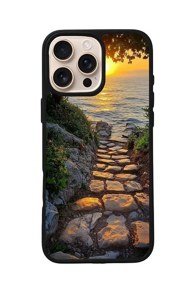 Aksel Kılıf Apple iPhone 16 Pro Compatible Printed, Matte Black, Soft Silicone, Protective, Shock Absorbing Cover, Case