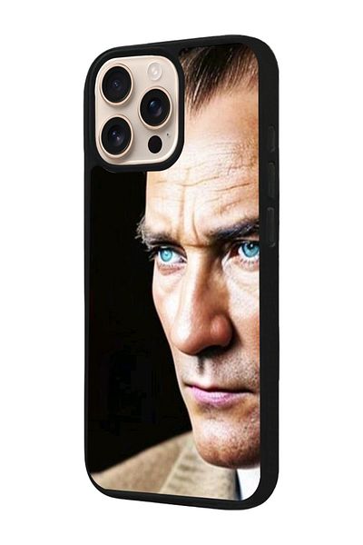 Aksel Kılıf Apple iPhone 16 Pro Compatible Printed, Matte Black, Soft Silicone, Protective, Shock Absorbing Cover, Case