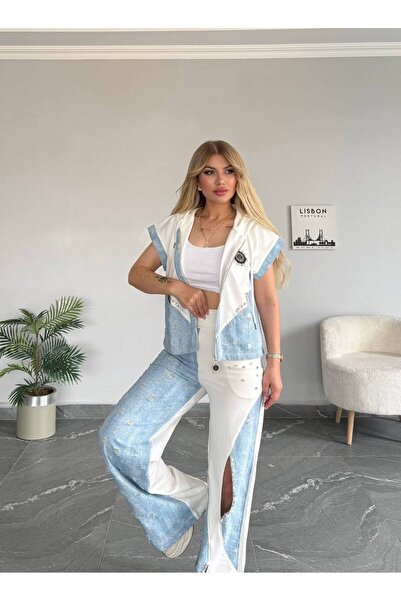 bonibon butikk Жіночий новий сезон джинсові штани з двома нитками, компактна тканина, бічна блискавка