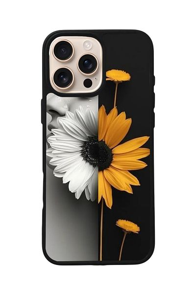 Aksel Kılıf Apple iPhone 16 Pro Compatible Printed, Matte Black, Soft Silicone, Protective, Shock Absorbing Cover, Case