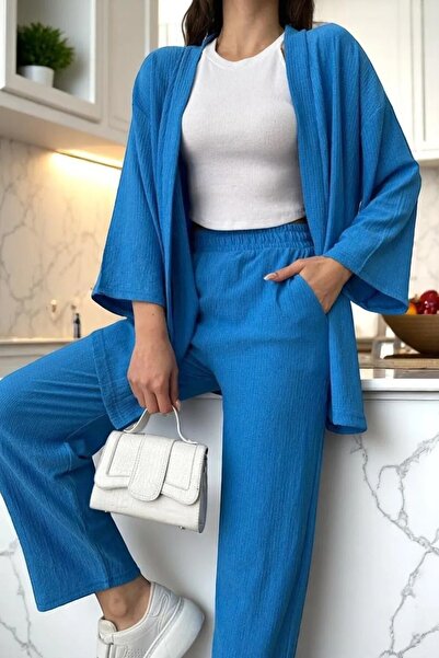 PAWWY Set kimono din țesătură Gofre, cu legături, mărime standard 36/40, cu o...