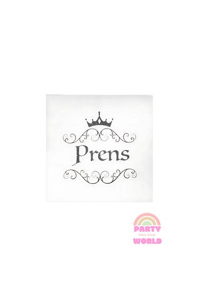 party world 👑   Prince Gilded Napkin White – 16 Pieces 👑