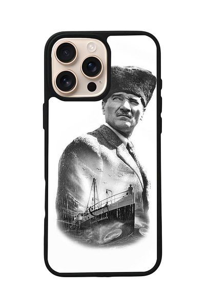 Aksel Kılıf Apple iPhone 16 Pro Compatible Printed, Matte Black, Soft Silicone, Protective, Shock Absorbing Cover, Case