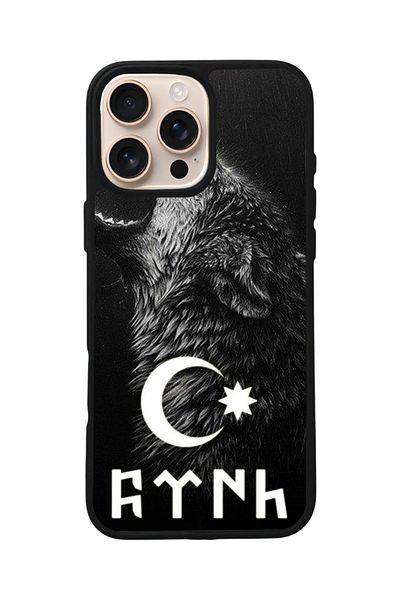 Aksel Kılıf Apple iPhone 16 Pro Compatible Printed, Matte Black, Soft Silicone, Protective, Shock Absorbing Cover, Case