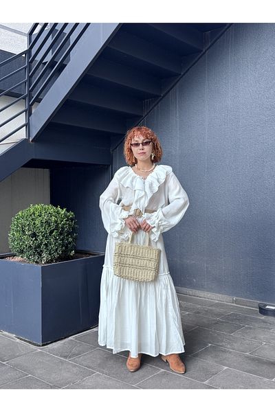 Bak'ap Rochie de vară premium Pinterest virală cu volane lungi
