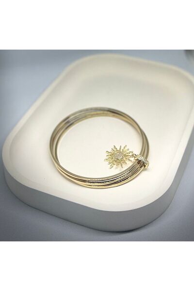 Venom Boutique Bijouterie Accessory Güneş Charmlı Çelik Gold 3'lü Ajda Bilezi...