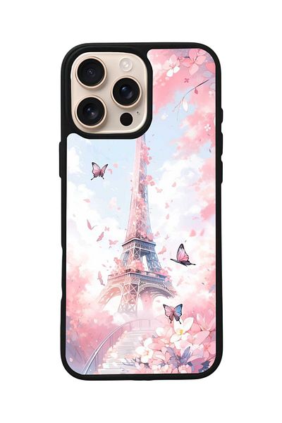 Aksel Kılıf Apple iPhone 16 Pro Compatible Printed, Matte Black, Soft Silicone, Protective, Shock Absorbing Cover, Case