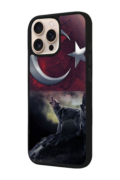 Aksel Kılıf Apple iPhone 16 Pro Compatible Printed, Matte Black, Soft Silicone, Protective, Shock Absorbing Cover, Case