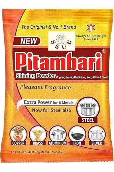 Generic Pitambari Shining Powder for 6 Types of Metals (Copper, Brass, Steel, Iron, Silver, Aluminum) 150 Gr