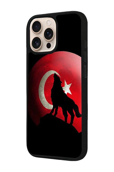 Aksel Kılıf Apple iPhone 16 Pro Compatible Printed, Matte Black, Soft Silicone, Protective, Shock Absorbing Cover, Case