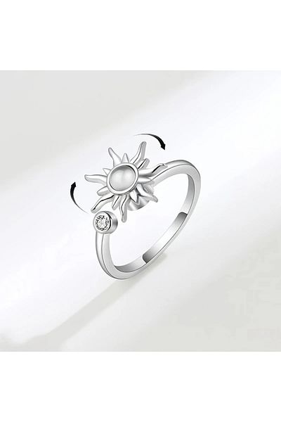 MITH SB TAKI Stainless Steel Adjustable 360˚ Rotating (Anti-Stress) Sun Ring-Silver