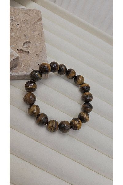 AURA Faceted Cut Natural Stone Bracelet with Tiger Eye