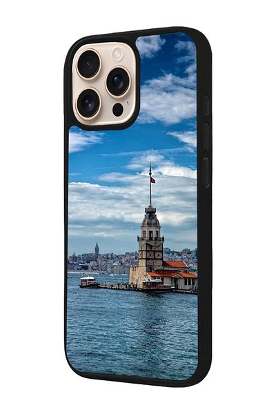Aksel Kılıf Apple iPhone 16 Pro Compatible Printed, Matte Black, Soft Silicone, Protective, Shock Absorbing Cover, Case