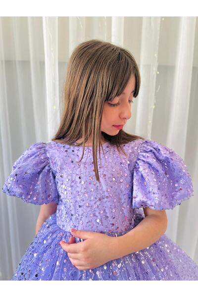 Linarookids Lilac Stone Vintage Baby Girl Dress, Birthday Dress, Photo Shoot Dress, Suitable for 1-11 Years Old