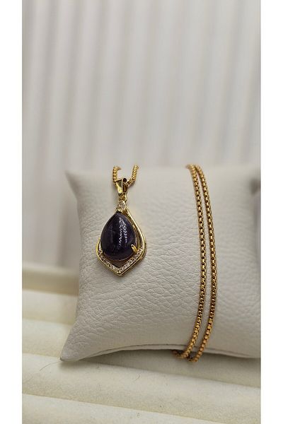 AURA Amethyst Stone Steel Chain Necklace