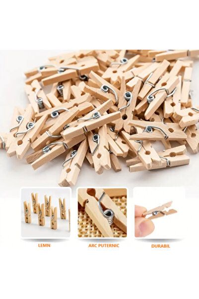 SyaMAG Set 50 mini carlige din lemn pentru creații decorative, 25 mm