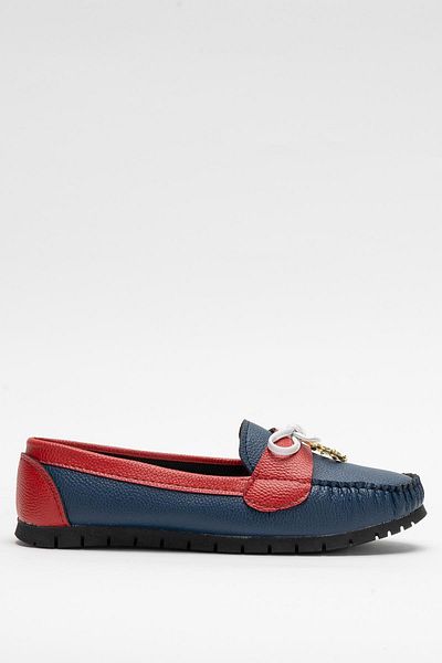 Liger Women's Bowknot Daily Ballerina Shoes Dark Blue - Red