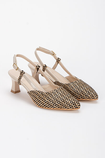 UYEGE Teksas Seri Hasır Detaylı Sivri Burun Alçak Topuk Kadın Ayakkabı