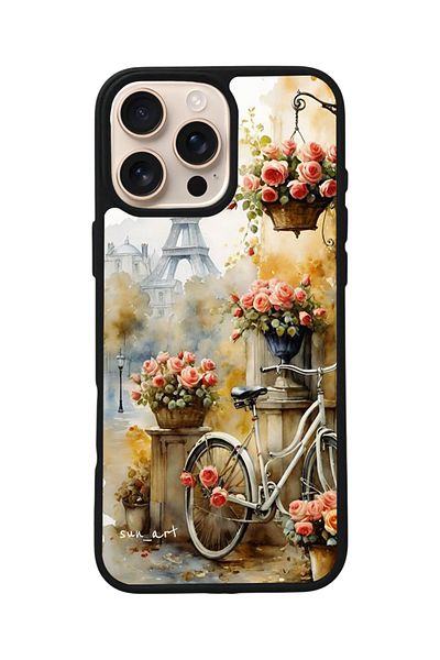Aksel Kılıf Apple iPhone 16 Pro Compatible Printed, Matte Black, Soft Silicone, Protective, Shock Absorbing Cover, Case