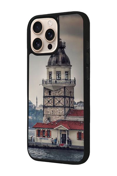 Aksel Kılıf Apple iPhone 16 Pro Compatible Printed, Matte Black, Soft Silicone, Protective, Shock Absorbing Cover, Case