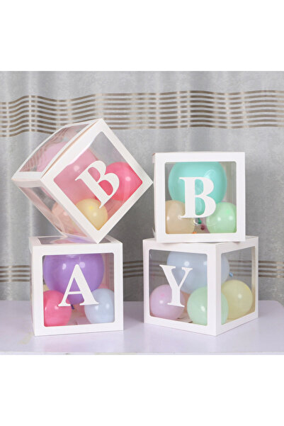 motto party Doğumgünü Hastane Odası Süsleme Baby Yazılı Şeffaf Balon Kutusu BABY