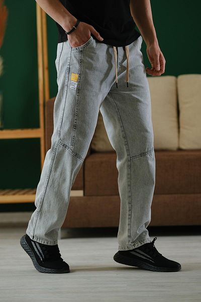 Oksit Reax Camils Elastic Waist Drawstring Straight Leg Relaxed Fit Men's Jean Trousers