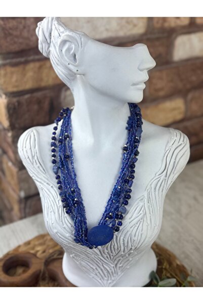 SEDEF TAKI Taşlı boncuklu sıra boncuklu kolye