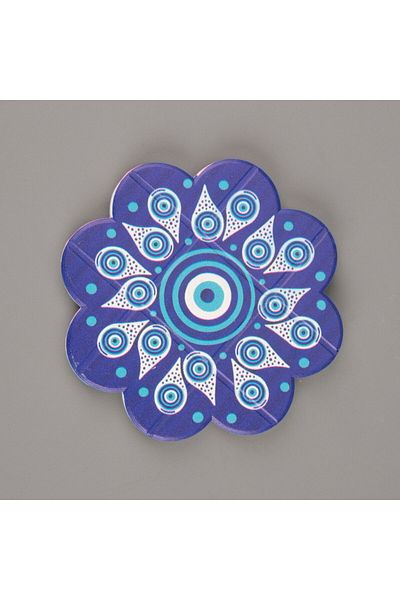 MATMEL Printed Daisy Coaster - Blue / White - 10.5 cm
