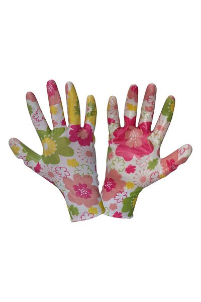 Lahti Pro Nitrile Glove With Pink Floral Pattern - 9