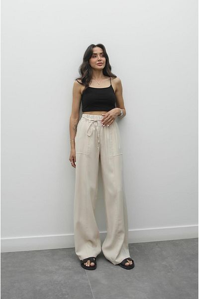 Havoş Beige Noemi Rope Lace-Up Trousers