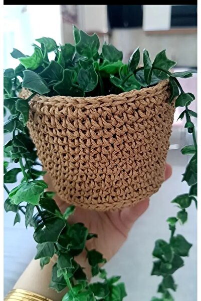 ELC TEKSTİL Kağıt ip el örgüsü sepet