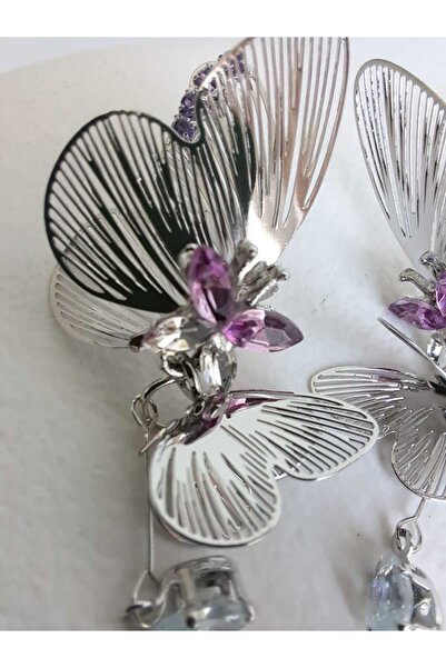 BHR AKSESUAR Gümüş Zirkon Taşlı Kelebek Küpe