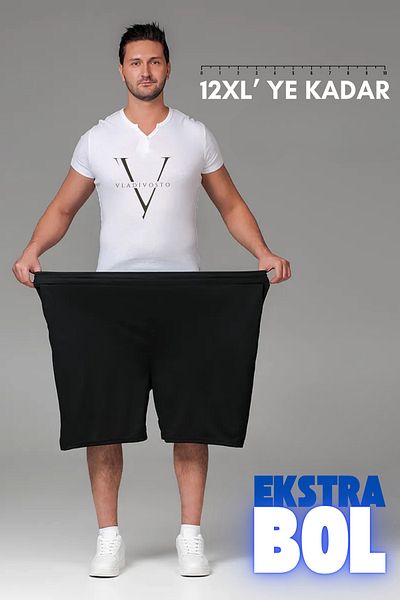 vladivosto Capri Plus Size Oversized Fit Oversize Baggy Extra Loose Bermuda Shorts Black Gray
