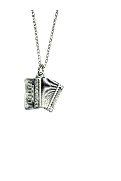 Herşey Nota Accordion Musical Instrument Metal Necklace – 60 cm Chain – Unisex Music Themed Jewelry