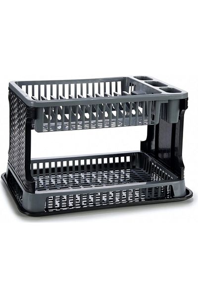 SyaMAG Suport de vase cu două niveluri din plastic, negru-gri, 42 x 25 x 28 cm