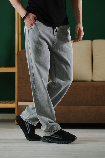 Oksit Reax Rayn Elastic Waist Drawstring Straight Leg Relaxed Fit Men's Jean Pants