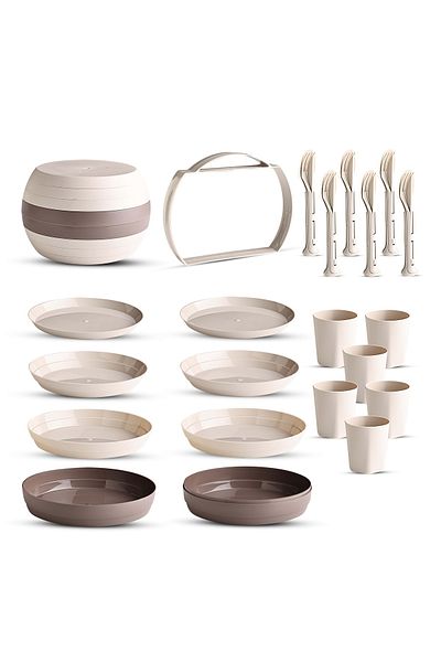 cookzera Portable 24 Piece Picnic and Camping Dinnerware Set – Picnic Set for 6 People