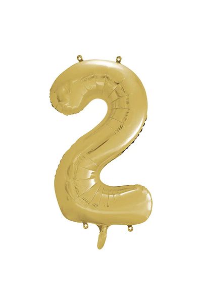 tedaks 1 Piece 34 Inch 85 cm Gold Foil Balloon Helium Balloon 2 Year Old Balloon 2 Number Balloon