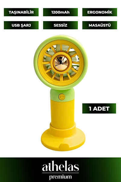 Athelas 2 Kademeli Sessiz Konforlu Şarjlı Mini Fan Taşınabilir USB Masa & El Vantilatörü | Kompakt Soğutucu